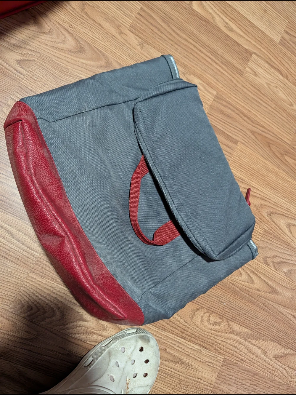Men's Gray and Red Canvas Backpack - Unbranded